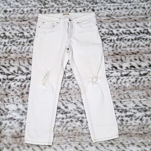 Women's Off White Distressed Jeans